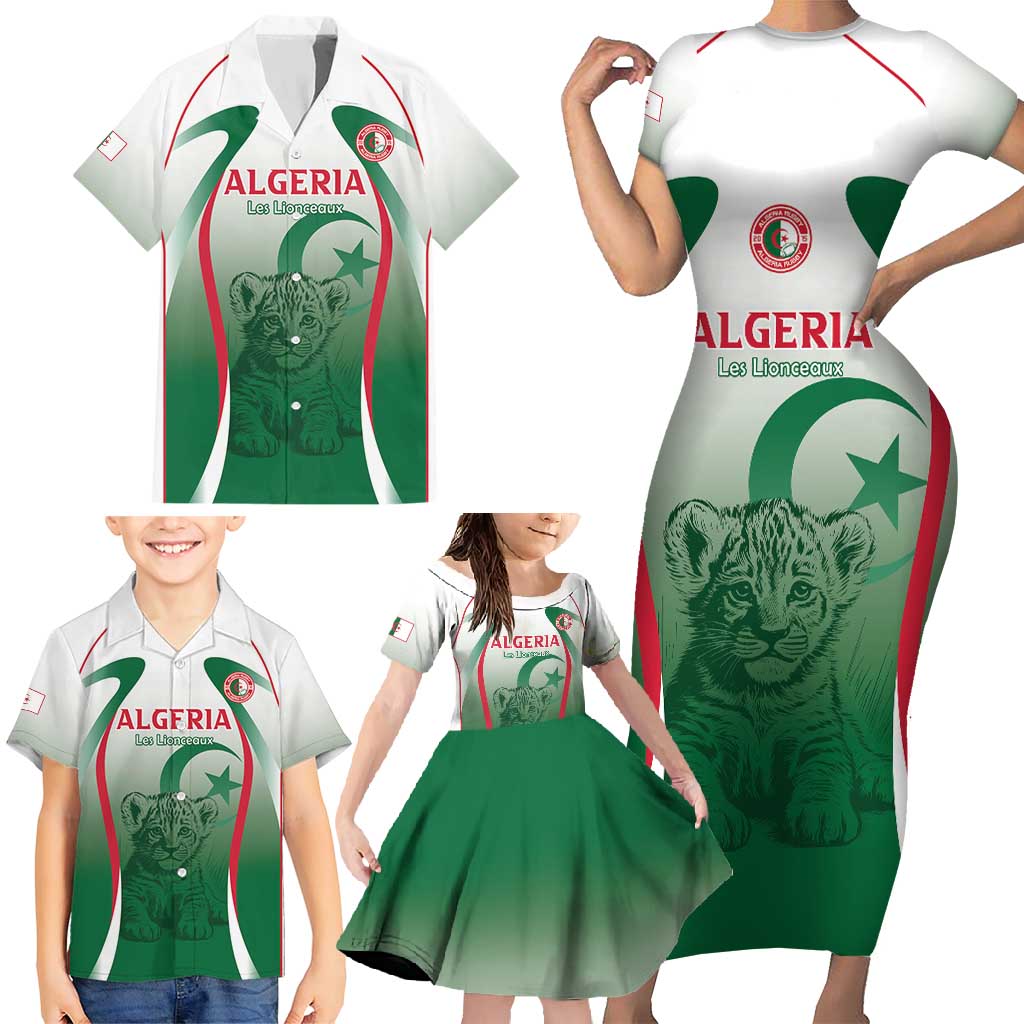 Algeria Rugby Custom Family Matching Short Sleeve Bodycon Dress and Hawaiian Shirt Go Lion Cubs