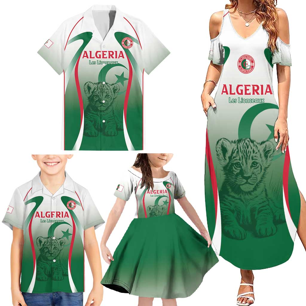 Algeria Rugby Custom Family Matching Summer Maxi Dress and Hawaiian Shirt Go Lion Cubs