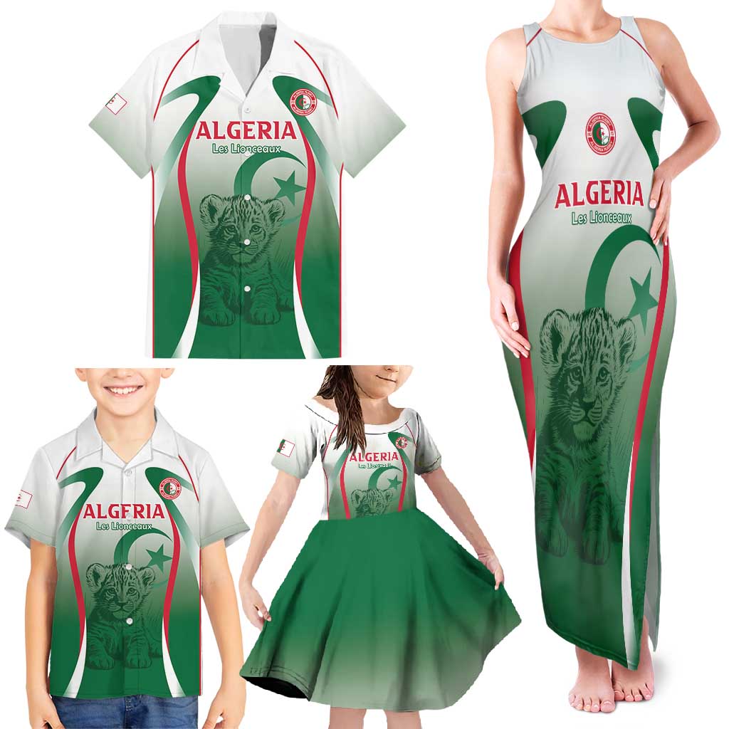 Algeria Rugby Custom Family Matching Tank Maxi Dress and Hawaiian Shirt Go Lion Cubs