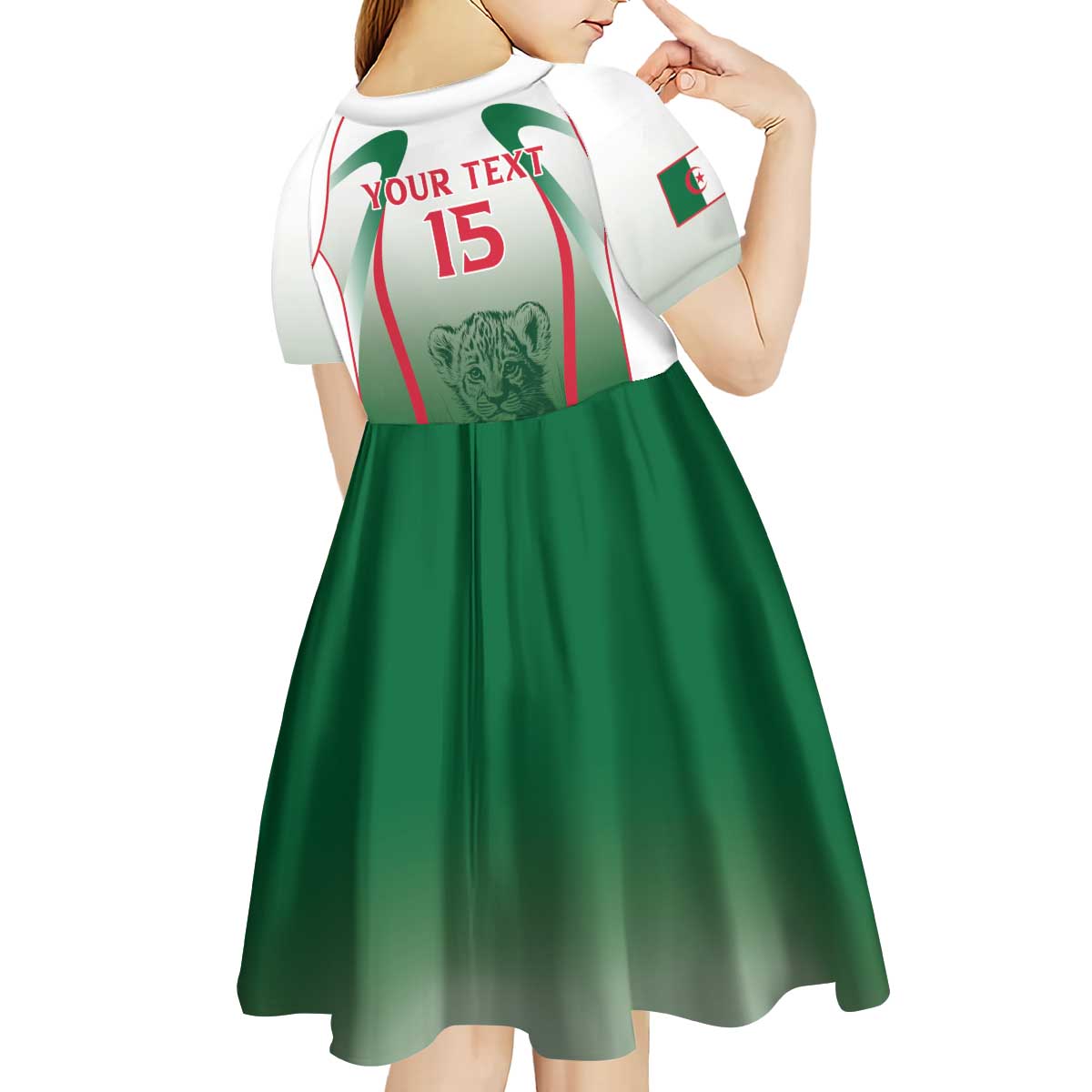 Algeria Rugby Custom Kid Short Sleeve Dress Go Lion Cubs