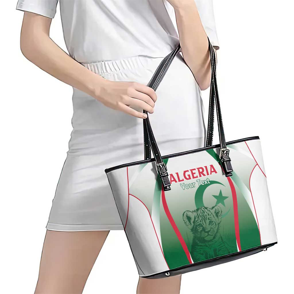 Algeria Rugby Custom Leather Tote Bag Go Lion Cubs