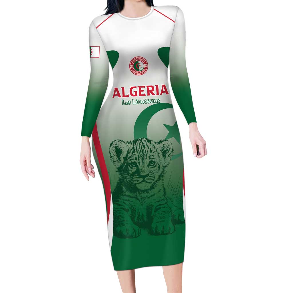 Algeria Rugby Custom Long Sleeve Bodycon Dress Go Lion Cubs