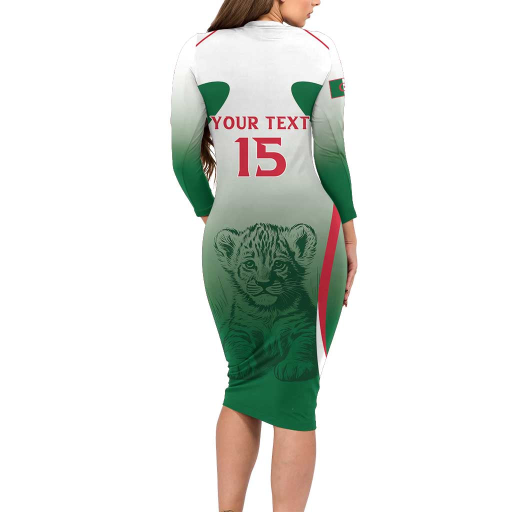 Algeria Rugby Custom Long Sleeve Bodycon Dress Go Lion Cubs