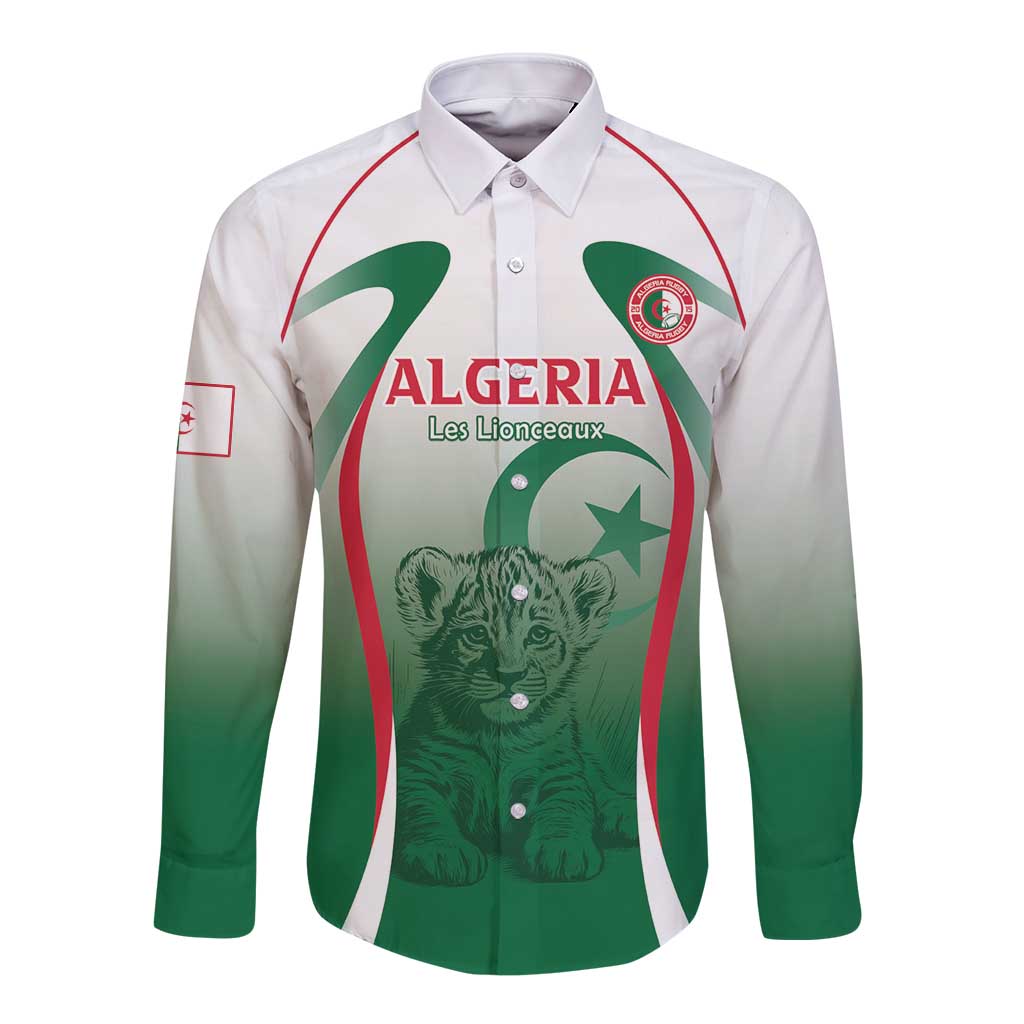 Algeria Rugby Custom Long Sleeve Button Shirt Go Lion Cubs