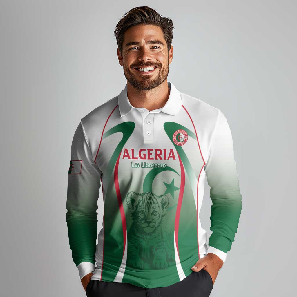 Algeria Rugby Custom Long Sleeve Polo Shirt Go Lion Cubs