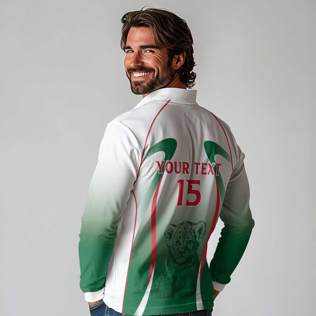 Algeria Rugby Custom Long Sleeve Polo Shirt Go Lion Cubs