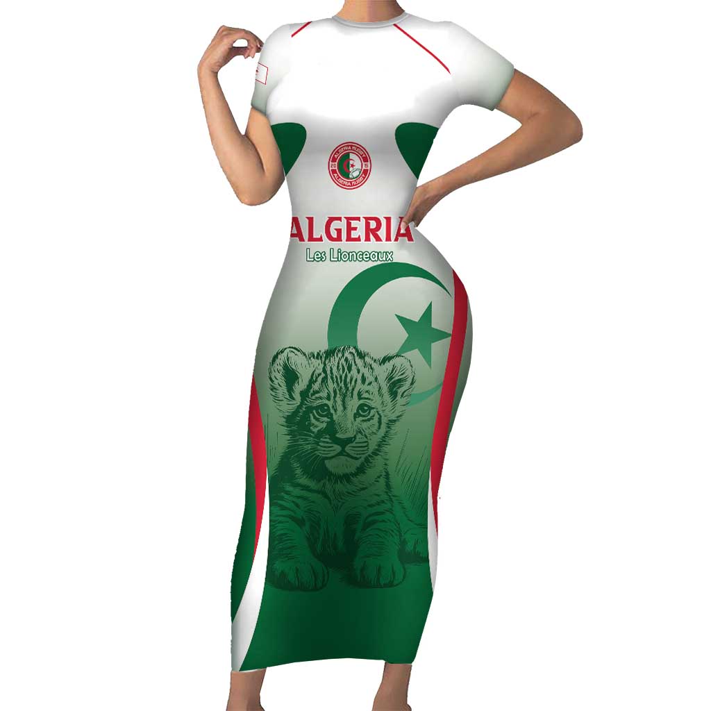 Algeria Rugby Custom Short Sleeve Bodycon Dress Go Lion Cubs