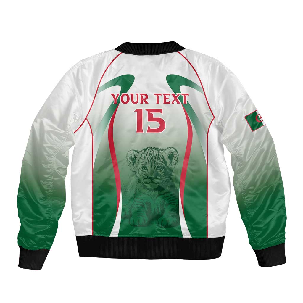 Algeria Rugby Custom Sleeve Zip Bomber Jacket Go Lion Cubs