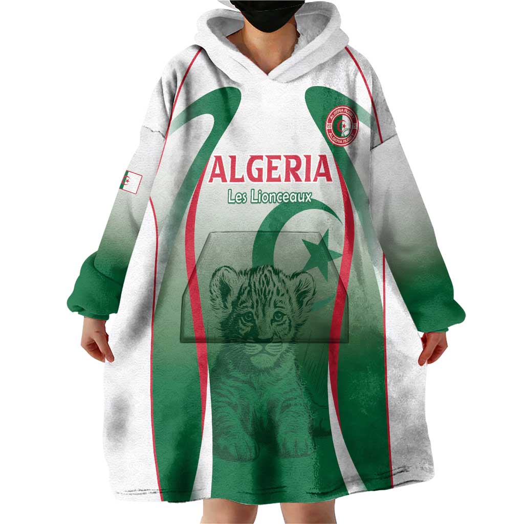Algeria Rugby Custom Wearable Blanket Hoodie Go Lion Cubs