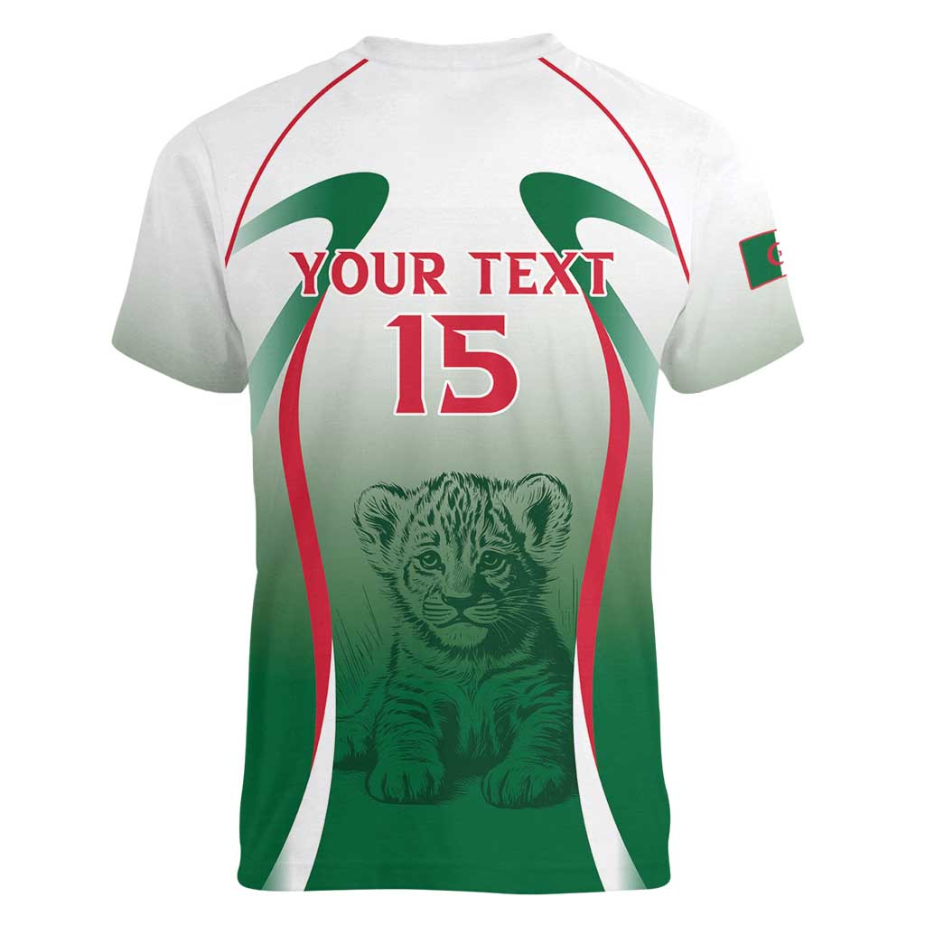 Algeria Rugby Custom Women V-Neck T-Shirt Go Lion Cubs