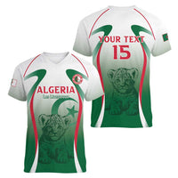 Algeria Rugby Custom Women V-Neck T-Shirt Go Lion Cubs