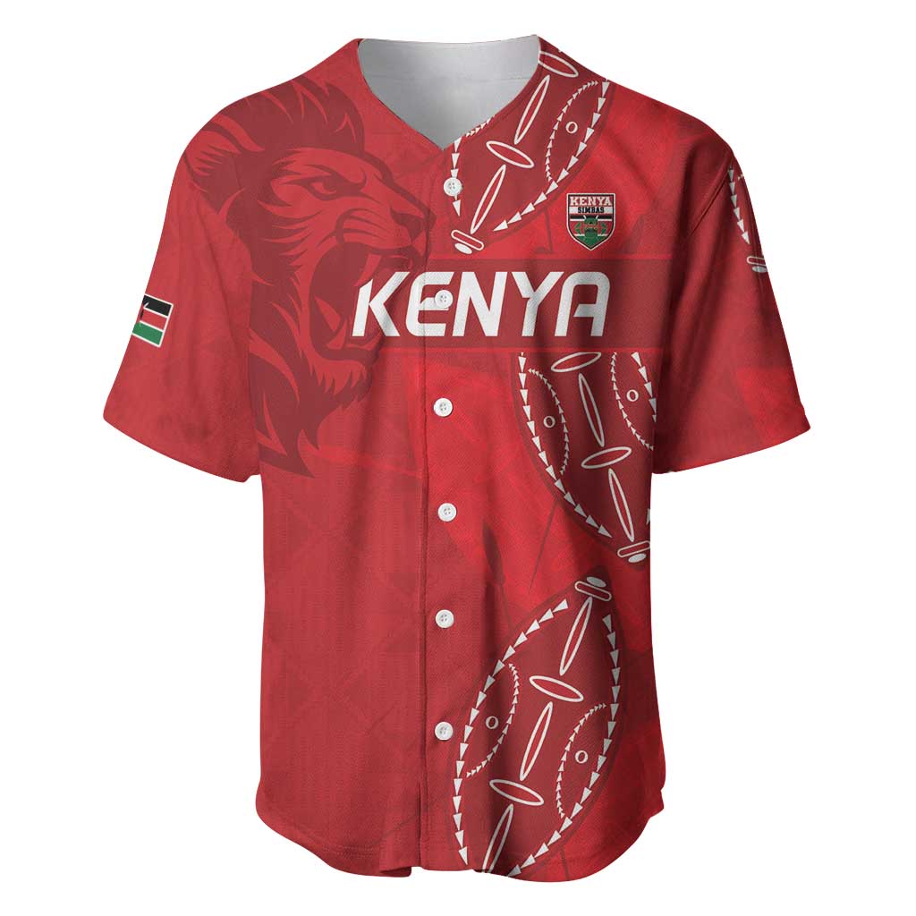 Kenya Rugby Custom Baseball Jersey Go Champions Simbas - Red Color