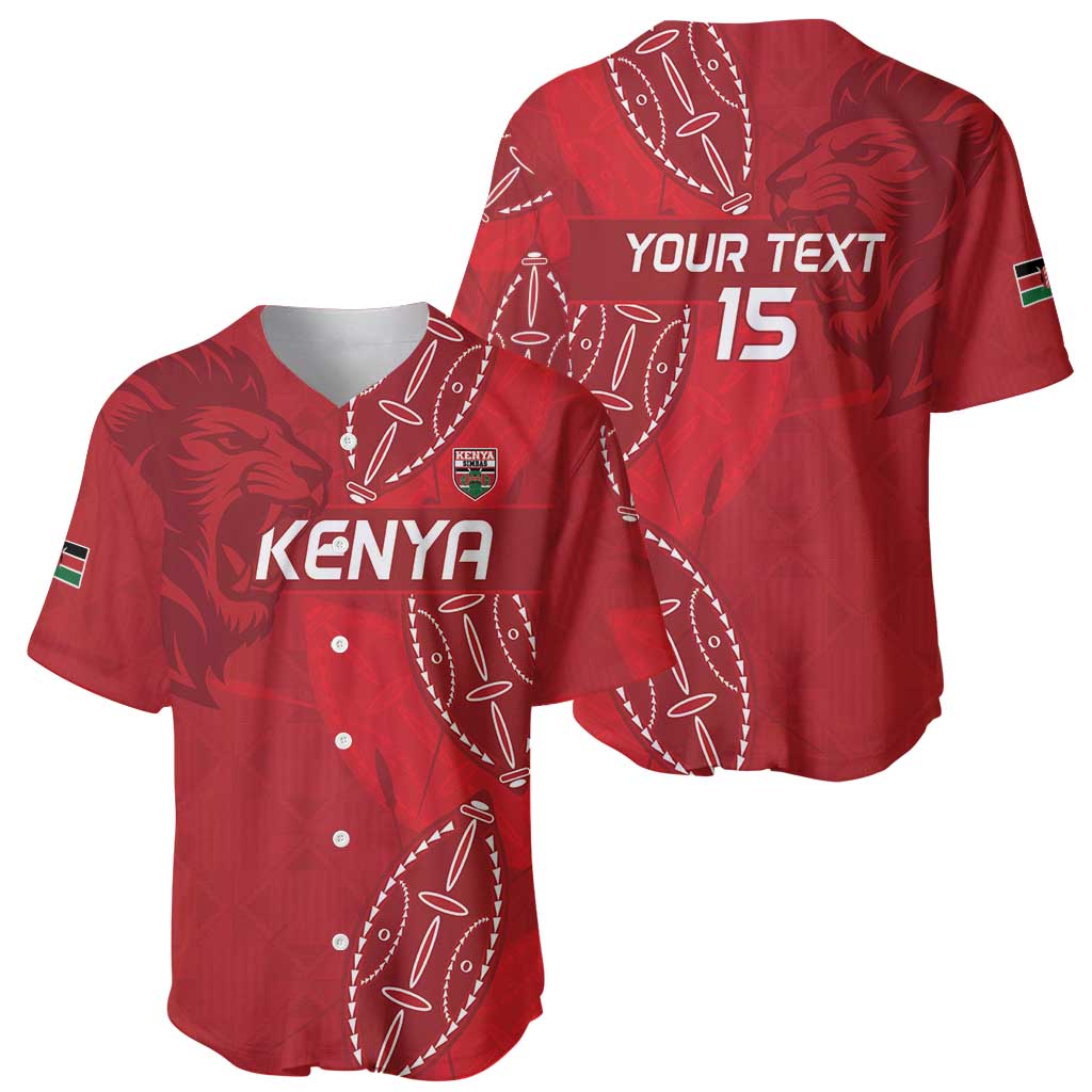 Kenya Rugby Custom Baseball Jersey Go Champions Simbas - Red Color