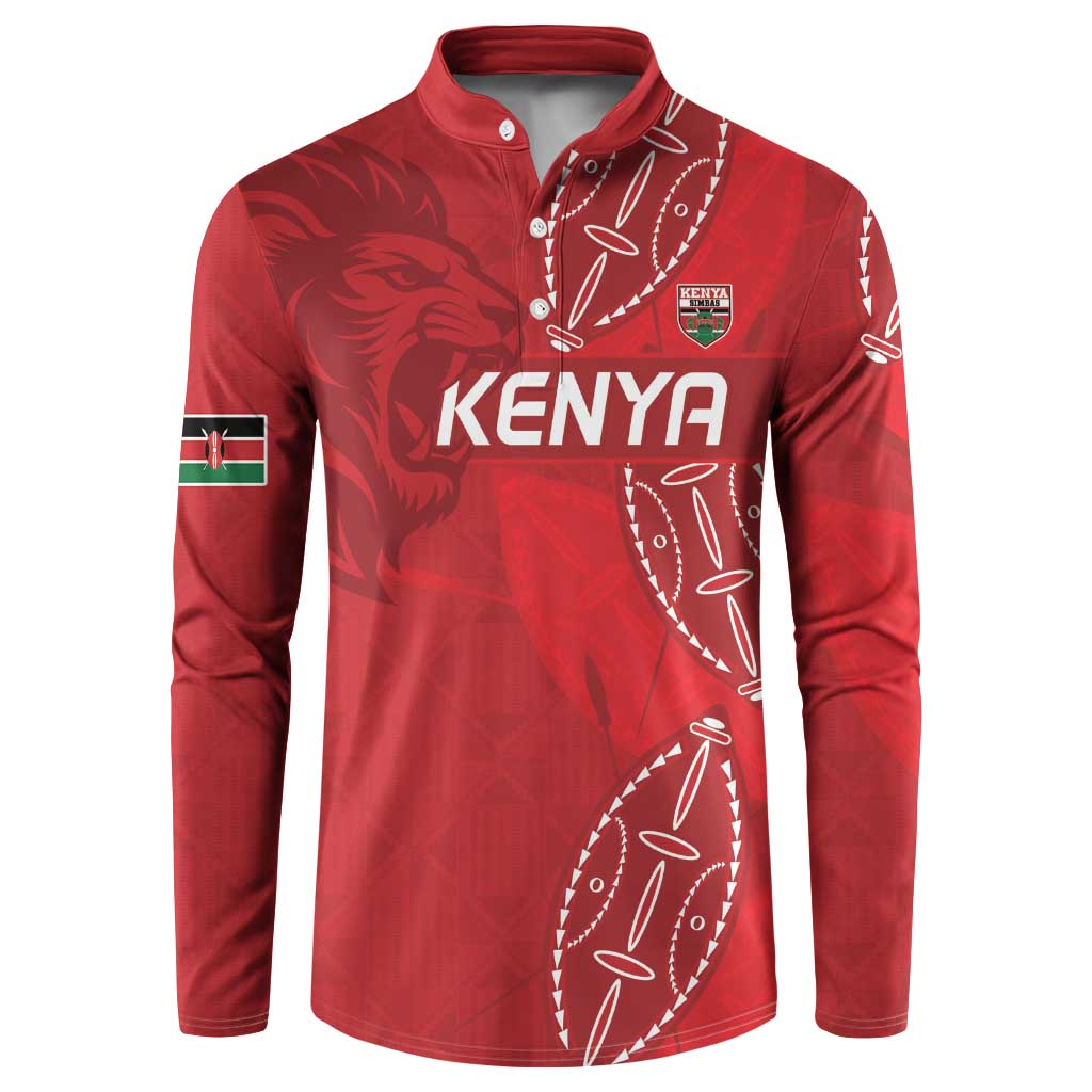 Kenya Rugby Custom Button Sweatshirt Go Champions Simbas - Red Color