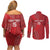 Kenya Rugby Custom Couples Matching Off Shoulder Short Dress and Long Sleeve Button Shirt Go Champions Simbas - Red Color