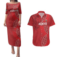 Kenya Rugby Custom Couples Matching Puletasi and Hawaiian Shirt Go Champions Simbas - Red Color