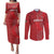Kenya Rugby Custom Couples Matching Puletasi and Long Sleeve Button Shirt Go Champions Simbas - Red Color