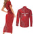 Kenya Rugby Custom Couples Matching Short Sleeve Bodycon Dress and Long Sleeve Button Shirt Go Champions Simbas - Red Color