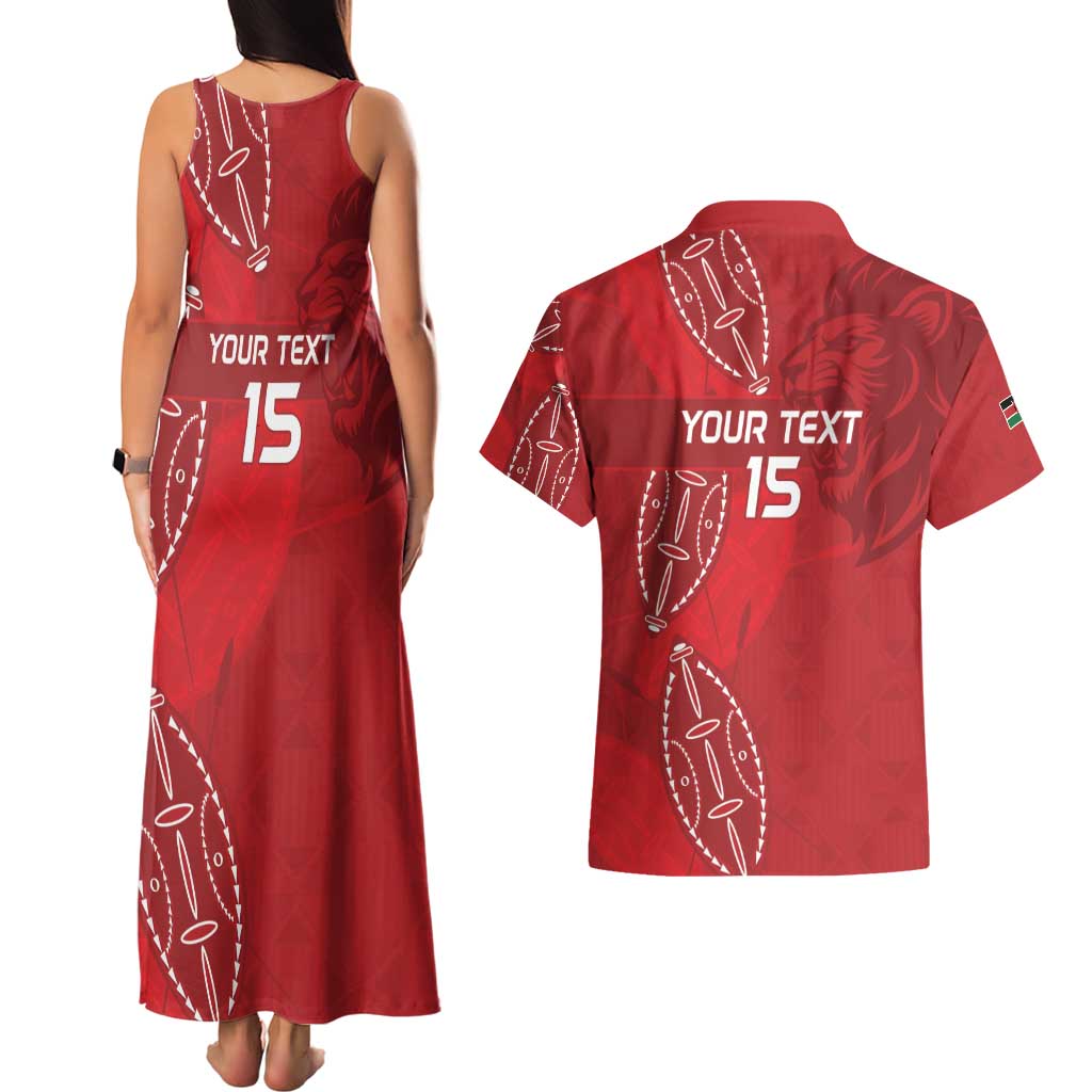 Kenya Rugby Custom Couples Matching Tank Maxi Dress and Hawaiian Shirt Go Champions Simbas - Red Color