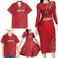 Kenya Rugby Custom Family Matching Long Sleeve Bodycon Dress and Hawaiian Shirt Go Champions Simbas - Red Color