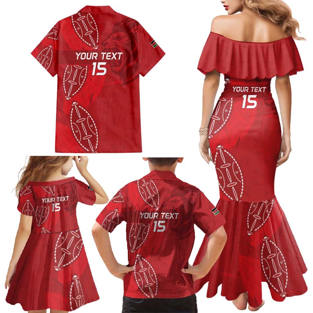 Kenya Rugby Custom Family Matching Mermaid Dress and Hawaiian Shirt Go Champions Simbas - Red Color