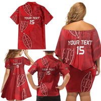 Kenya Rugby Custom Family Matching Off Shoulder Short Dress and Hawaiian Shirt Go Champions Simbas - Red Color