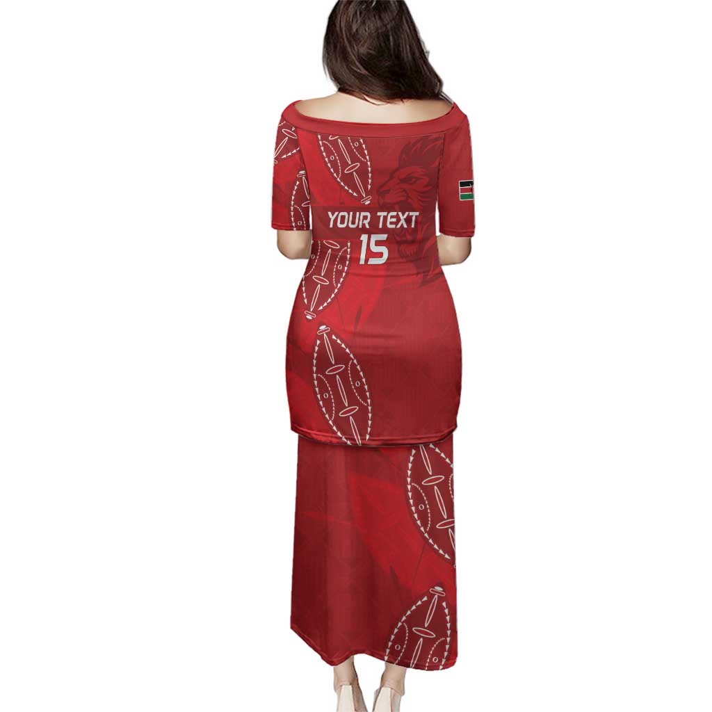 Kenya Rugby Custom Family Matching Puletasi and Hawaiian Shirt Go Champions Simbas - Red Color