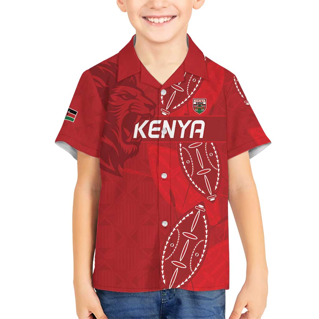 Kenya Rugby Custom Family Matching Puletasi and Hawaiian Shirt Go Champions Simbas - Red Color