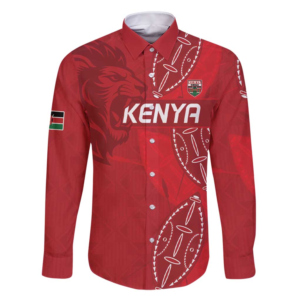Kenya Rugby Custom Family Matching Short Sleeve Bodycon Dress and Hawaiian Shirt Go Champions Simbas - Red Color