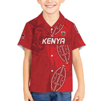 Kenya Rugby Custom Family Matching Short Sleeve Bodycon Dress and Hawaiian Shirt Go Champions Simbas - Red Color