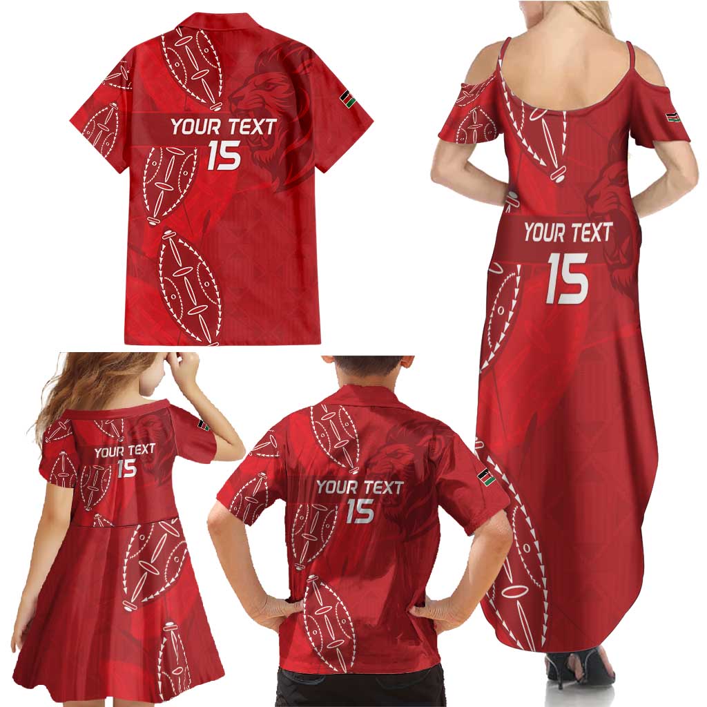Kenya Rugby Custom Family Matching Summer Maxi Dress and Hawaiian Shirt Go Champions Simbas - Red Color