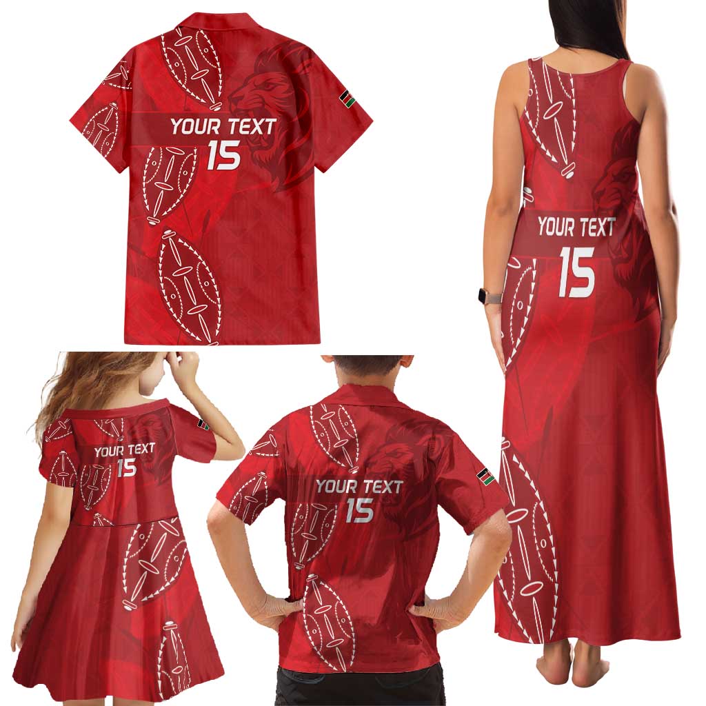 Kenya Rugby Custom Family Matching Tank Maxi Dress and Hawaiian Shirt Go Champions Simbas - Red Color