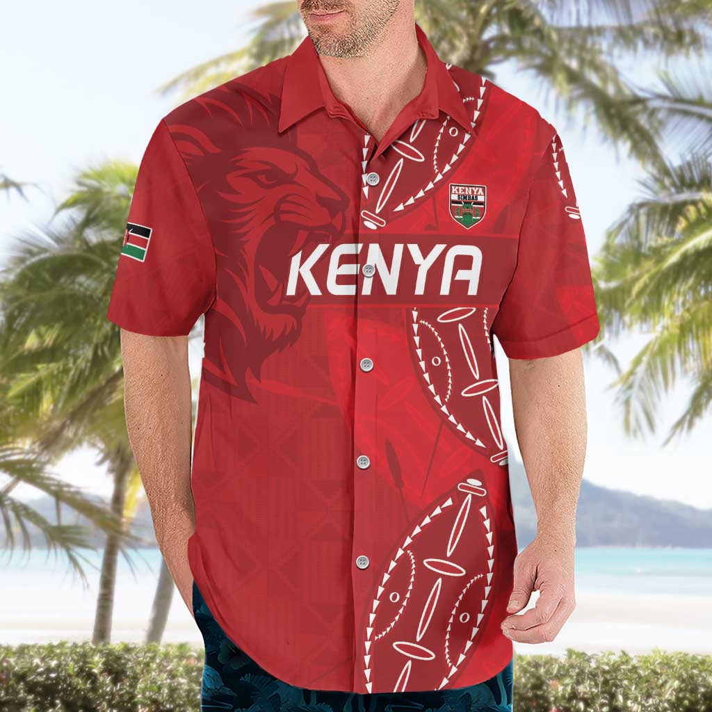 Kenya Rugby Custom Hawaiian Shirt Go Champions Simbas - Red Color
