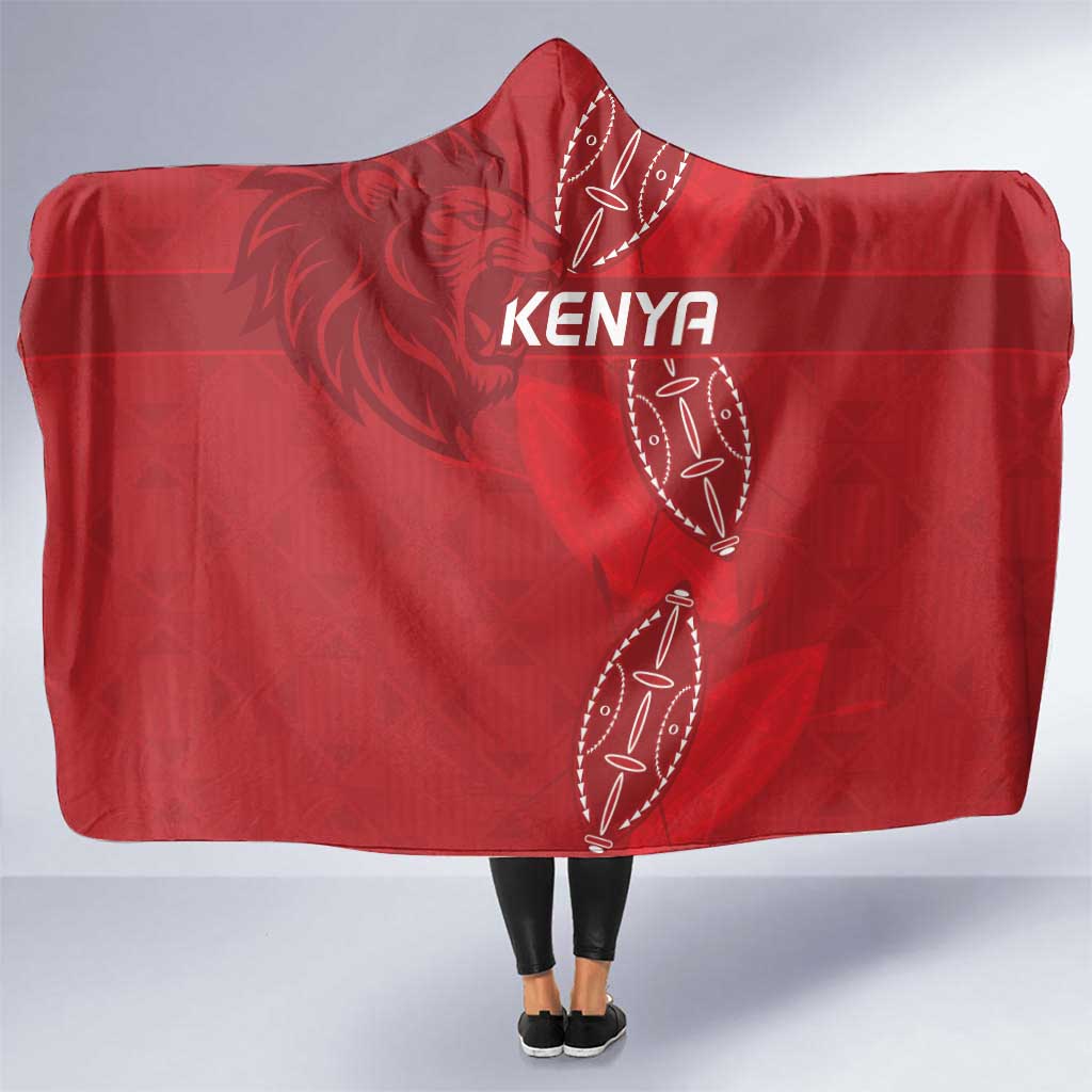 Kenya Rugby Hooded Blanket Go Champions Simbas - Red Color