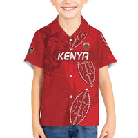 Kenya Rugby Custom Kid Hawaiian Shirt Go Champions Simbas - Red Color