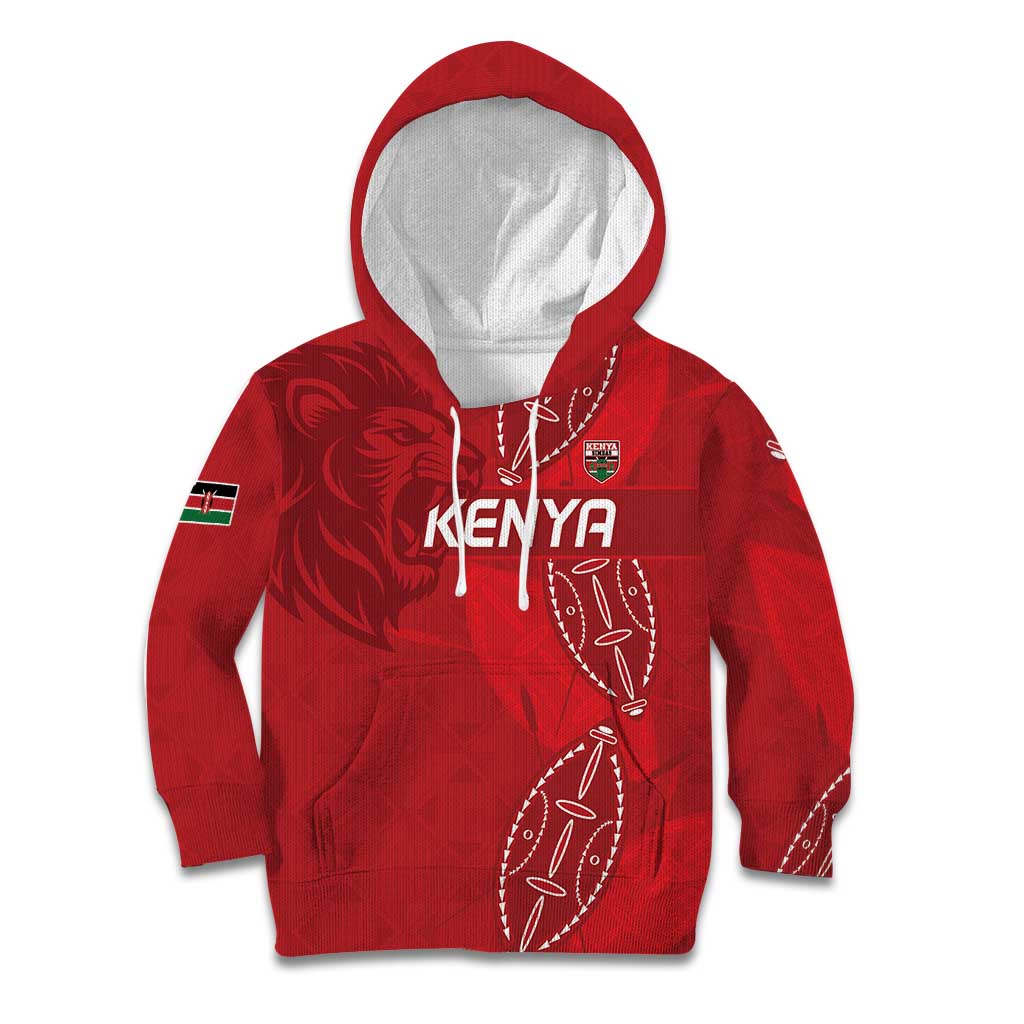 Kenya Rugby Custom Kid Hoodie Go Champions Simbas - Red Color