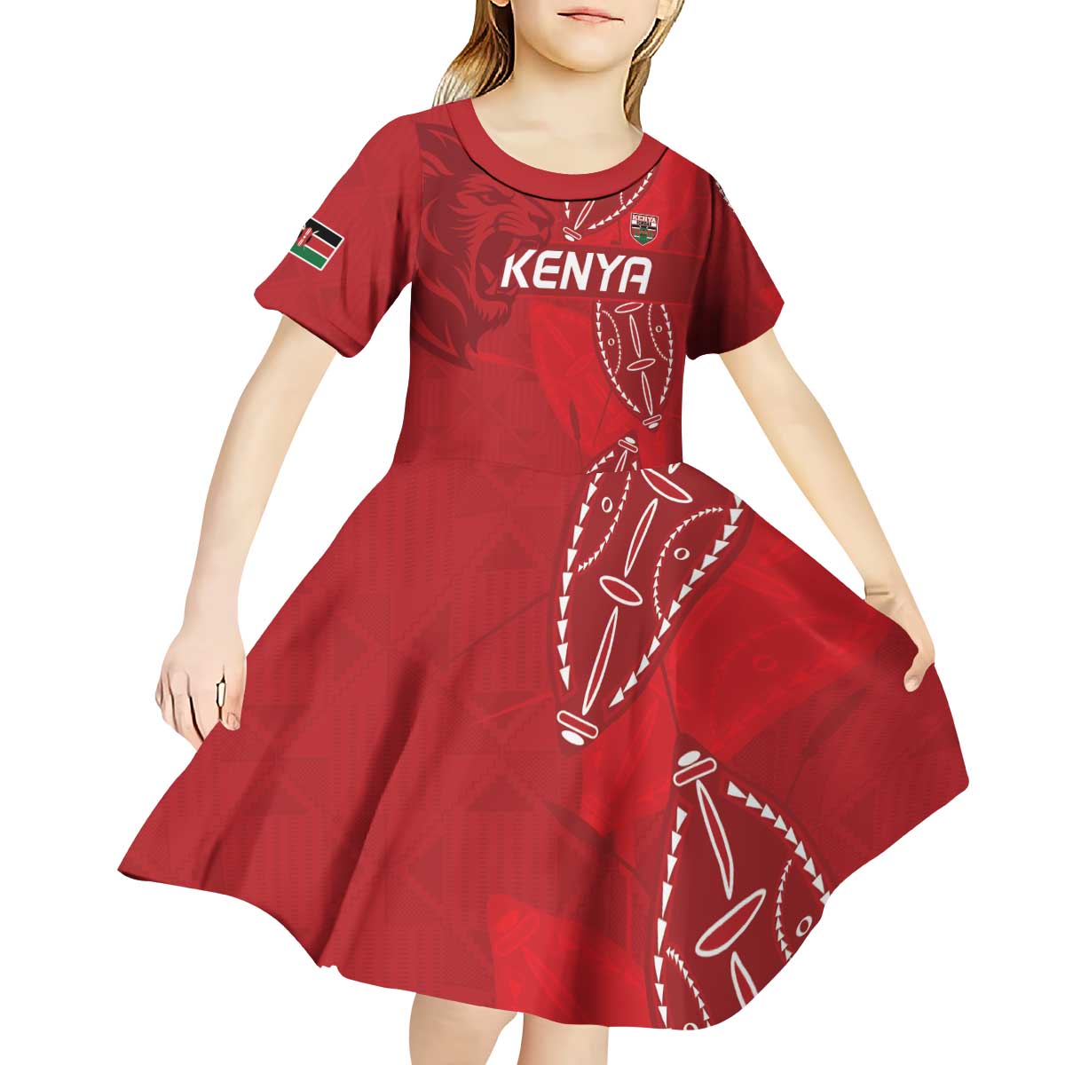 Kenya Rugby Custom Kid Short Sleeve Dress Go Champions Simbas - Red Color