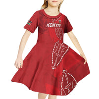 Kenya Rugby Custom Kid Short Sleeve Dress Go Champions Simbas - Red Color