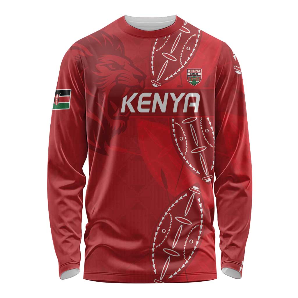 Kenya Rugby Custom Long Sleeve Shirt Go Champions Simbas - Red Color