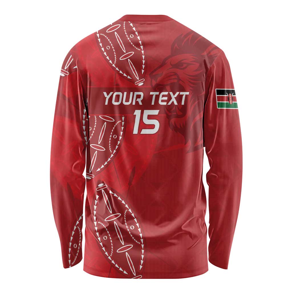 Kenya Rugby Custom Long Sleeve Shirt Go Champions Simbas - Red Color