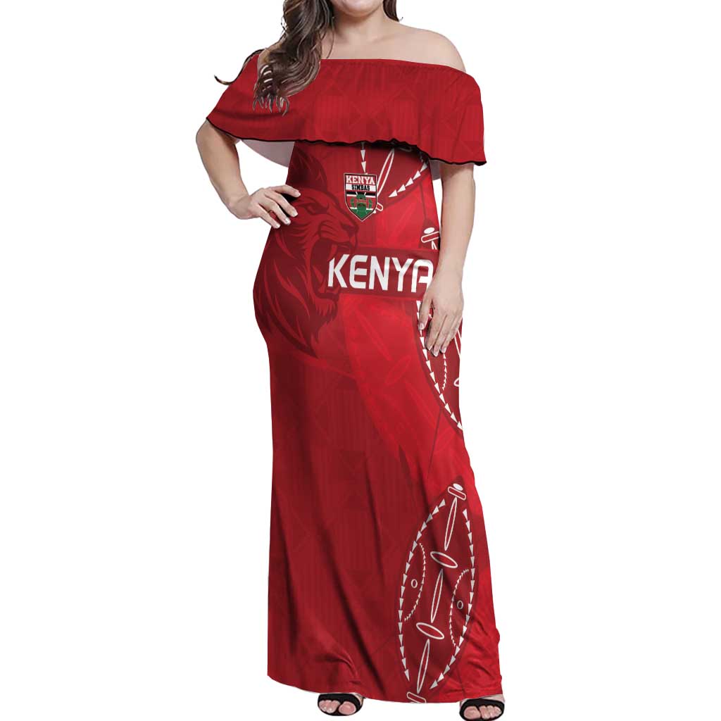 Kenya Rugby Custom Off Shoulder Maxi Dress Go Champions Simbas - Red Color