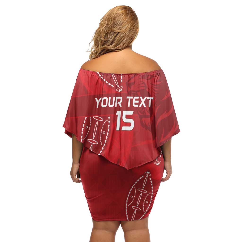 Kenya Rugby Custom Off Shoulder Short Dress Go Champions Simbas - Red Color