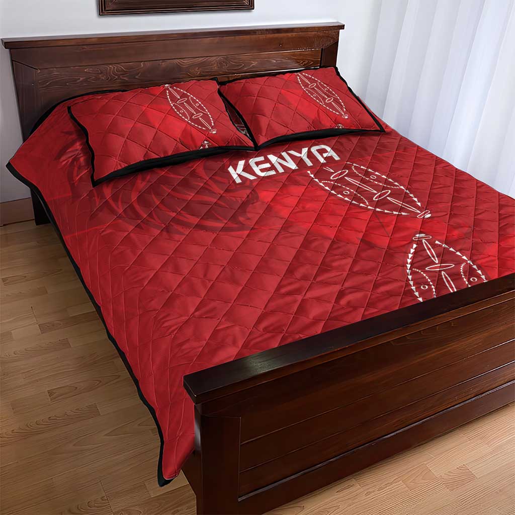 Kenya Rugby Quilt Bed Set Go Champions Simbas - Red Color