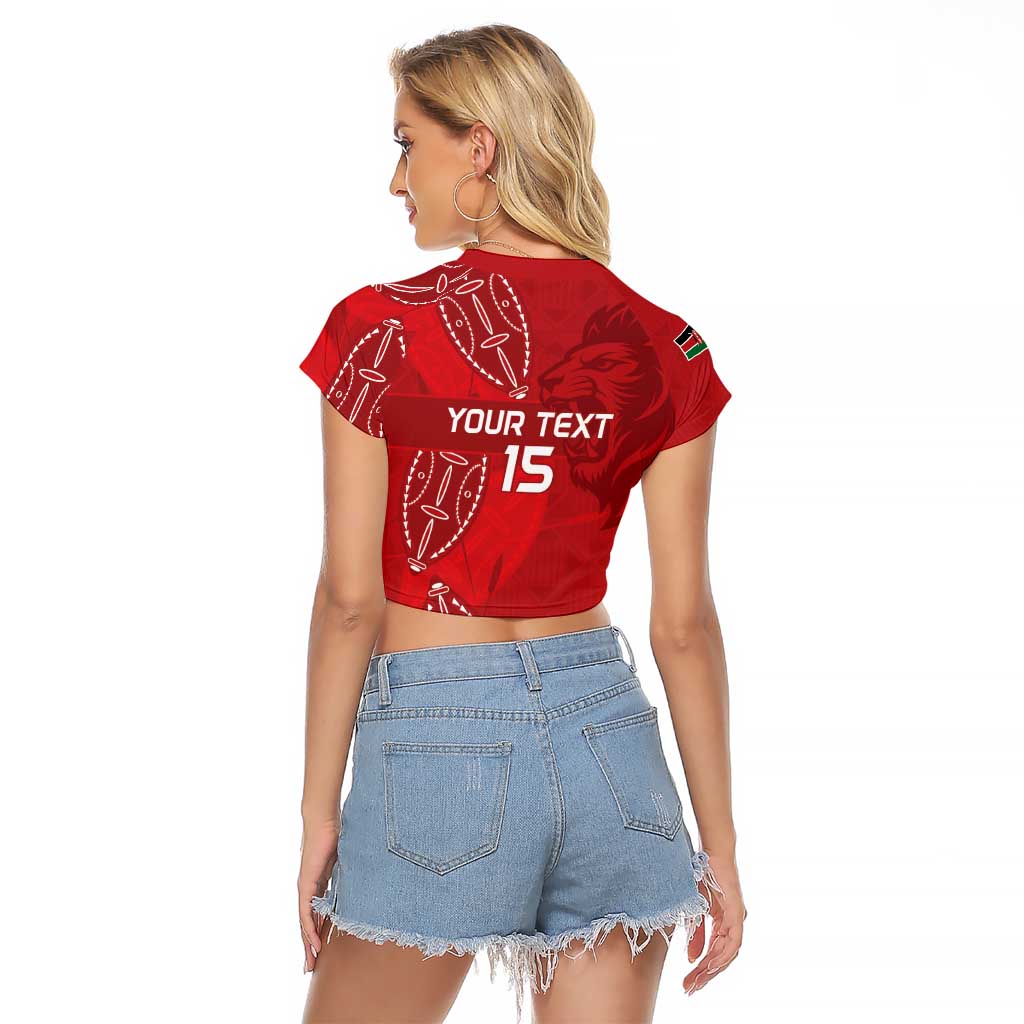 Kenya Rugby Custom Raglan Cropped T Shirt Go Champions Simbas - Red Color