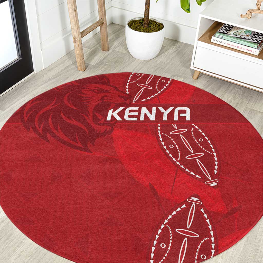 Kenya Rugby Round Carpet Go Champions Simbas - Red Color