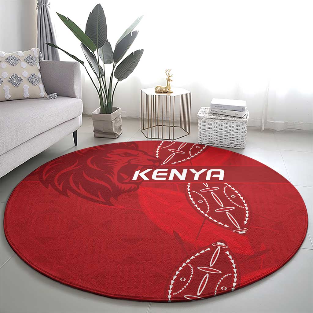 Kenya Rugby Round Carpet Go Champions Simbas - Red Color