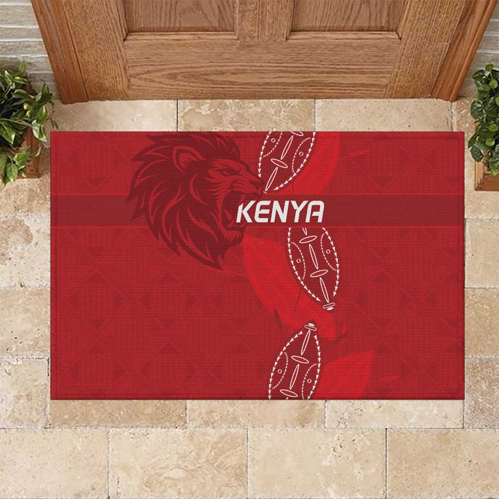 Kenya Rugby Rubber Doormat Go Champions Simbas - Red Color