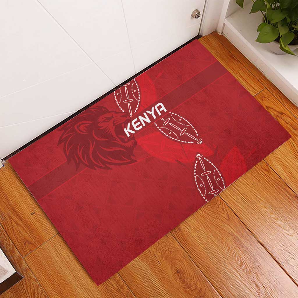 Kenya Rugby Rubber Doormat Go Champions Simbas - Red Color