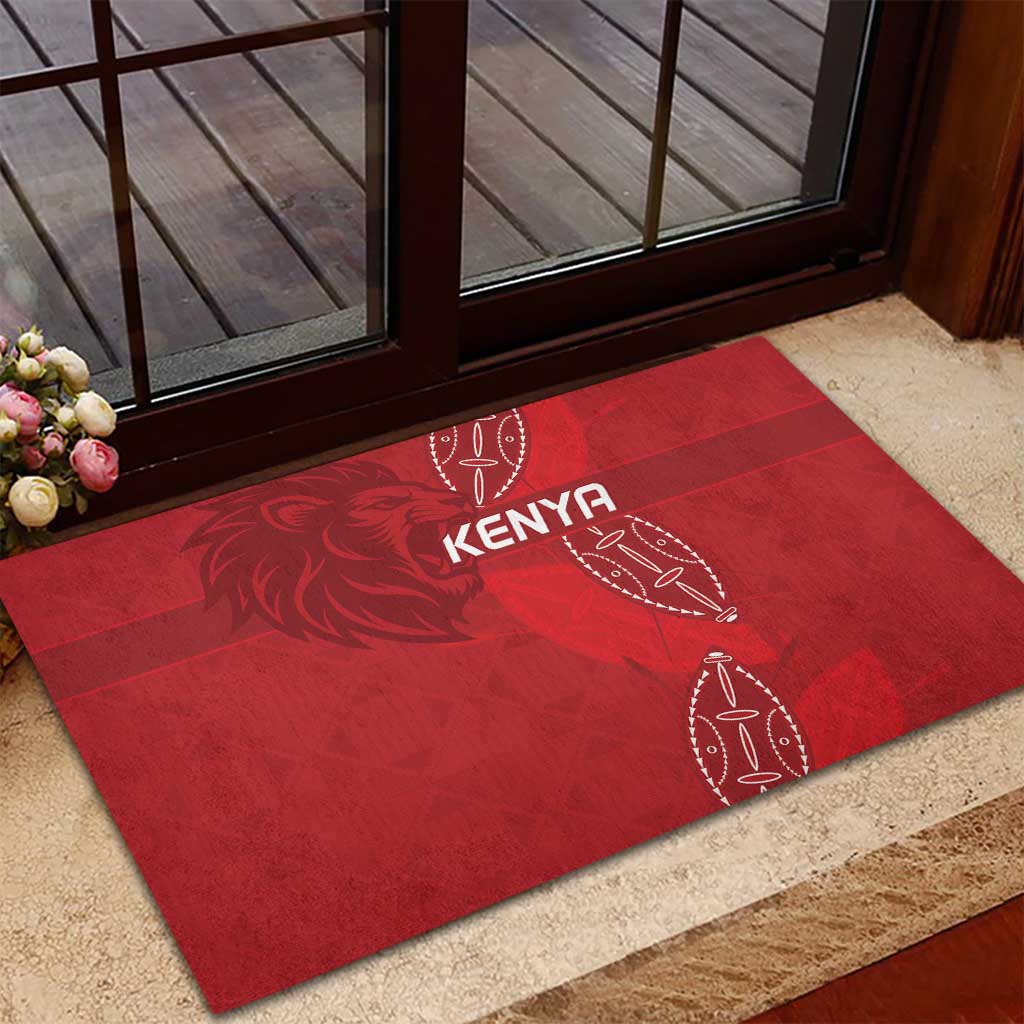 Kenya Rugby Rubber Doormat Go Champions Simbas - Red Color