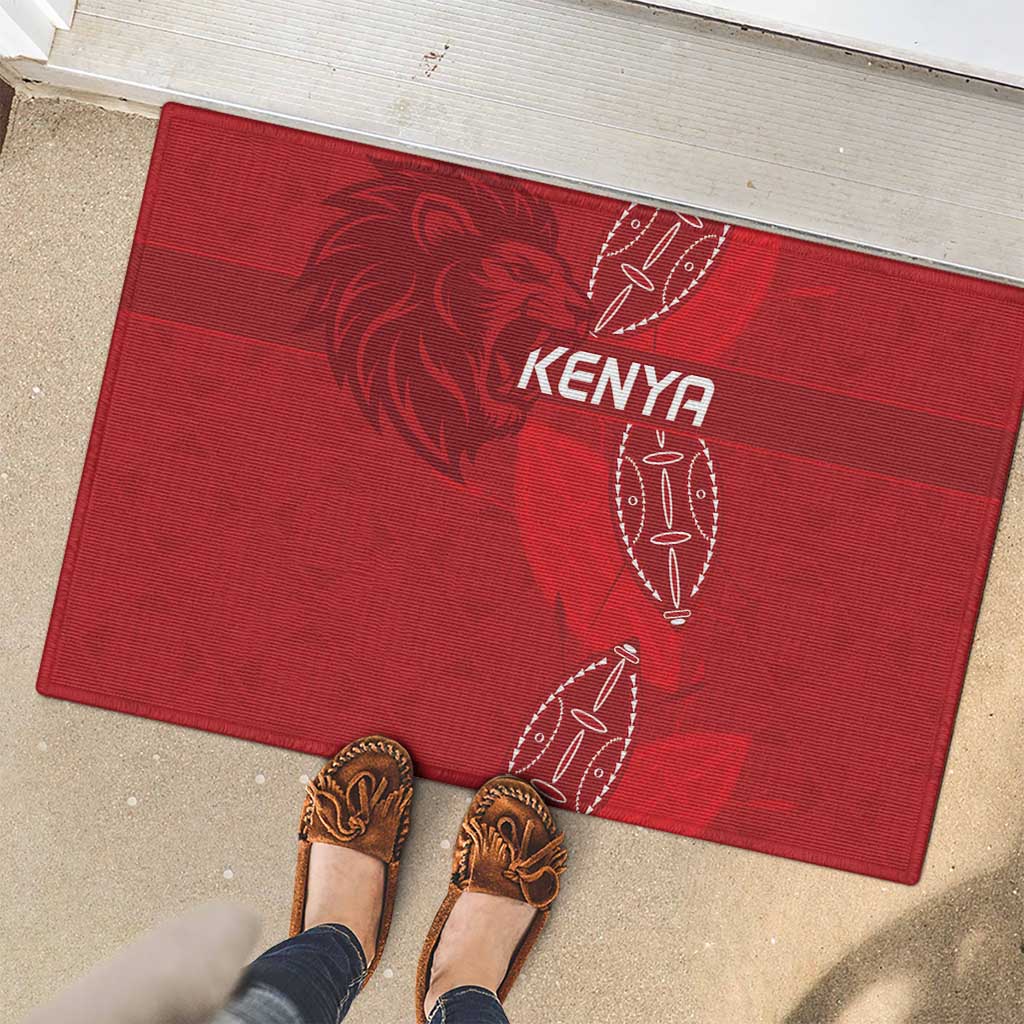 Kenya Rugby Rubber Doormat Go Champions Simbas - Red Color